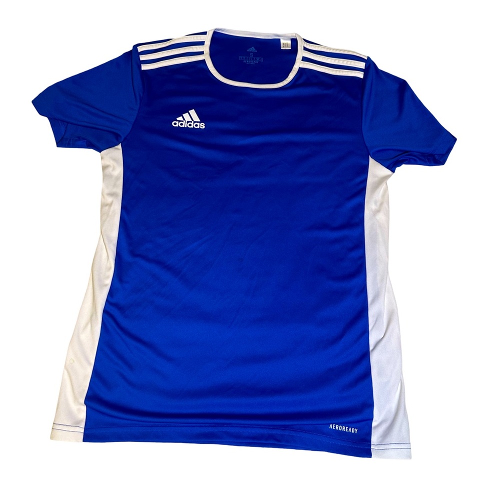 Men’s small adidas shirt blue white white stripes